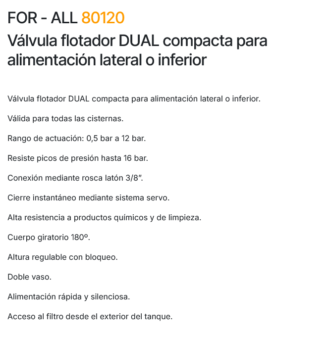 FLOTADOR COMPACTO FOR-ALL DUAL (Ø3/8, PRHIE)
