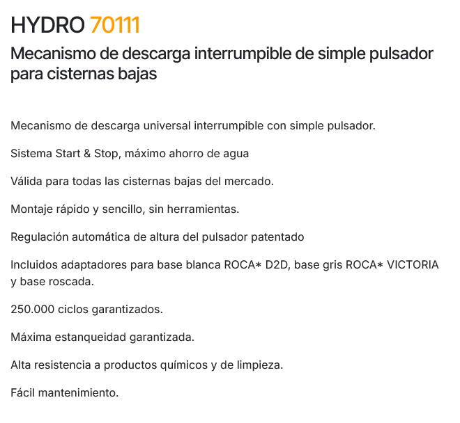 MECANISMO DESCARGA PULSADOR HYDRO (PRHIE)