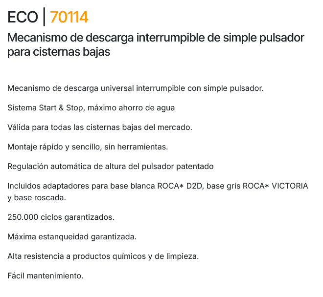 MECANISMO DESCARGA SIMPLE PULSADOR ECO (PRHIE)