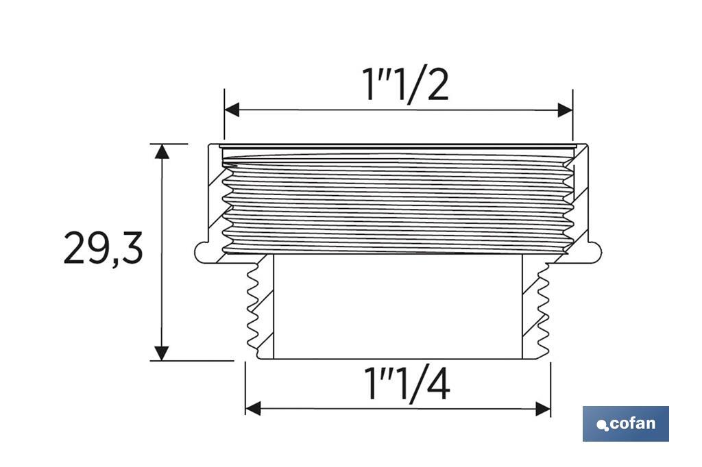 ADAPTADOR CONVERTIDOR PARA VALVULA-SIFON (1-1/2Mx1-1/4H)