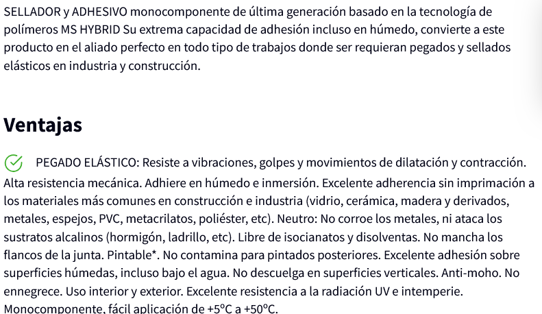 MS 35 TOTAL SELLADO Y PEGADO POLIMERO BLANCO (300ml; QUILOSA)