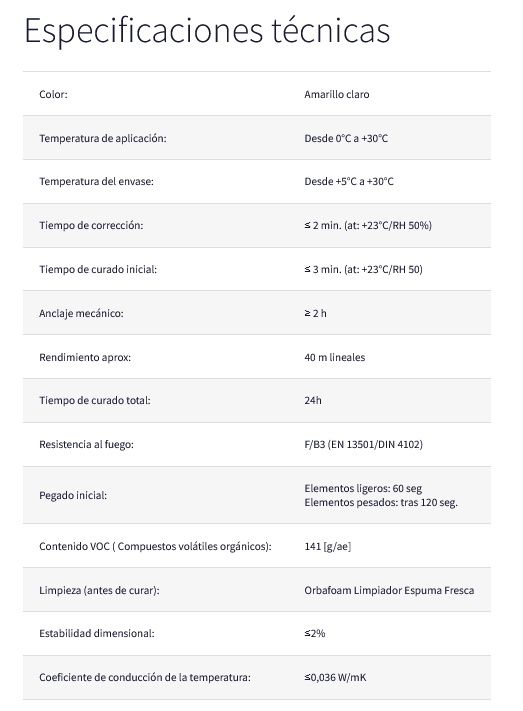 ESPUMA FIJACION 60 SEG ORBAFOAM PISTOLA (750ml; QUILOSA)