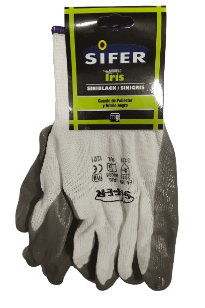 [36509] GUANTES DE POLIESTER Y NITRILO (IRIS, SIFER) (Nº 8)