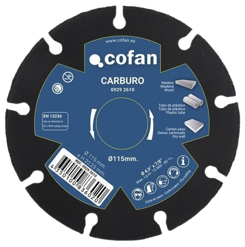 DISCO CARBURO MATERIALES BLANDOS (Ø115, COFAN)