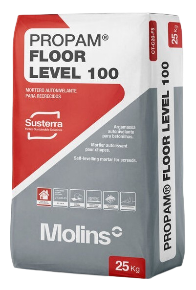 MORTERO AUTONIVELANTE FLOOR LEVEL 100 10x100mm (25 Kg, MOLLINS)