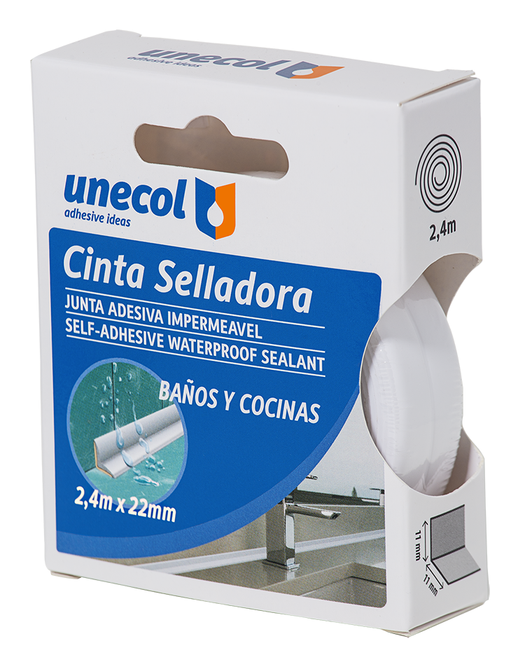 CINTA SELLADORA ADHESIVA IMPERMEABLE (2,4m x 22mm, UNECOL)