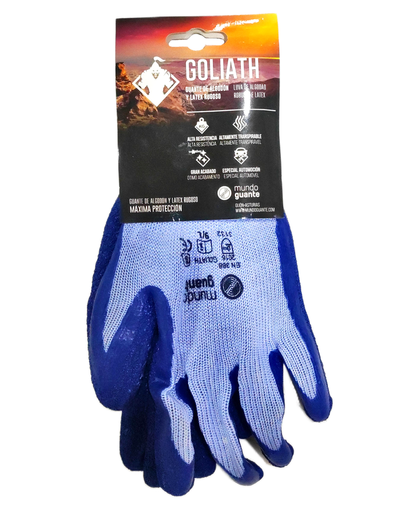 GUANTES POLIESTER/ALGODÓN Y LATEX RUGOSO (GOLIATH) (Nº 9)