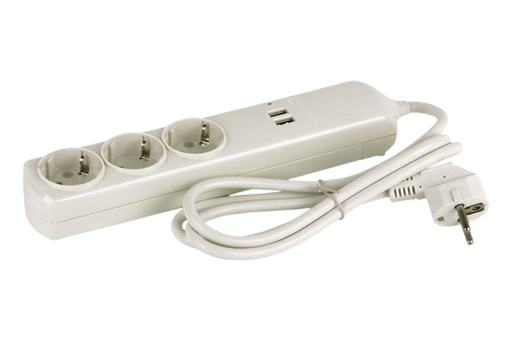 [51001234] REGLETA BASE 3 TOMAS Y 2 PUERTOS USB 1,5m