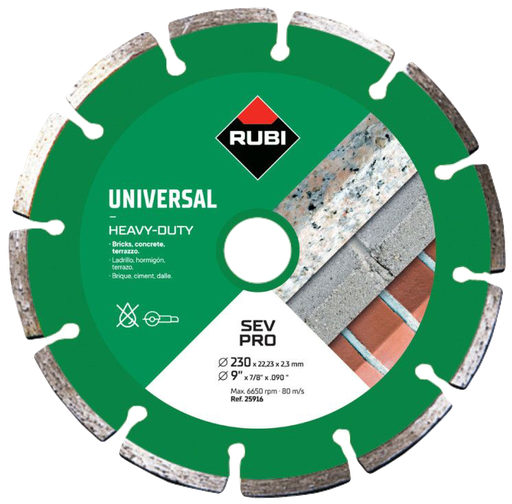 DISCO DIAMANTE GENERAL DE OBRA SEGMENTADO SEV (RUBI)